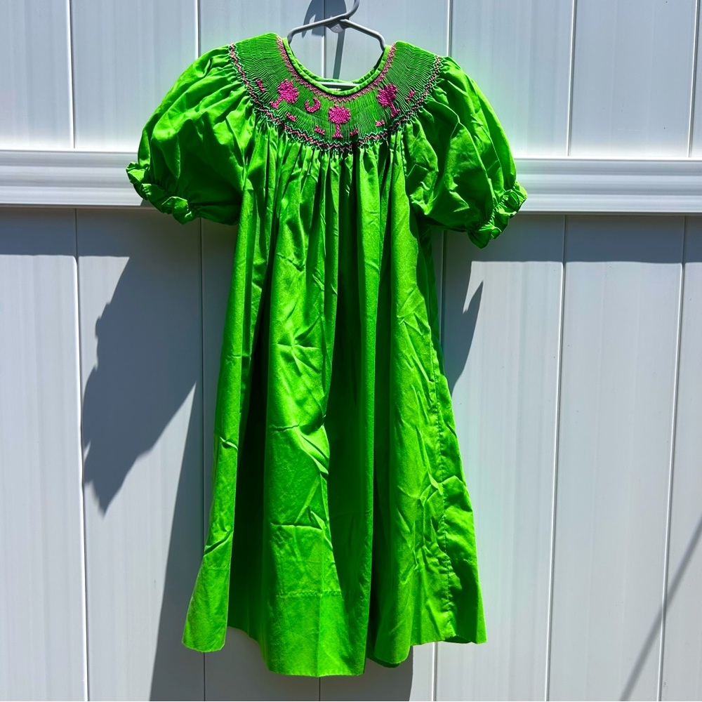 Rosalina Collections South Carolina Palmetto Smocked Puff Sleeve Dress | Size 4T